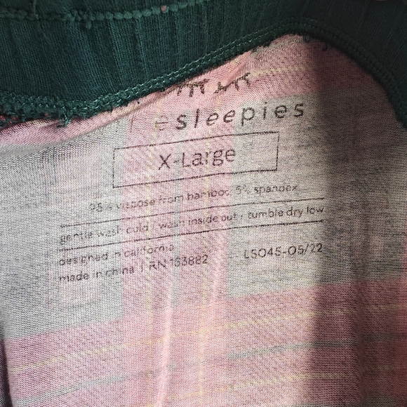 Little Sleepies Adult Tartan Pajamas Shirt Small Bottoms XL Plaid Red Green - Picture 10 of 13